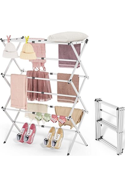 HYX Alissa Foldable Metal Clothes Drying Rack – Rust-Proof Portable Laundry f...