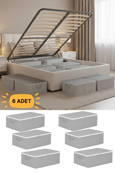 bersachef mutfak eşyaları 6-adet Büyük Boy baza ve çekyat hurç fermuarlı hurç Antrasit 65 x 45 x 22 cm organizer hurç