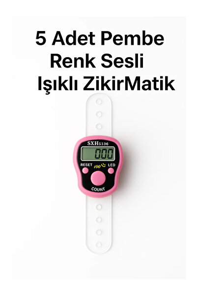 LookBuyTake 5 Pieces Pink Color Digital Zikirmatik with Sound and Light – Rin...