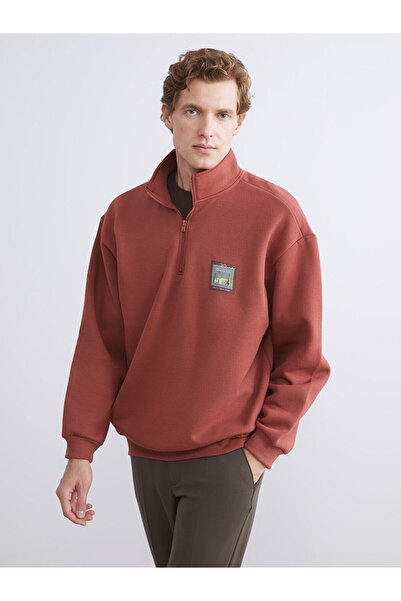 LC Waikiki Визия Нова колекция Мъжка блуза с цип, висока яка и дълги ръкави