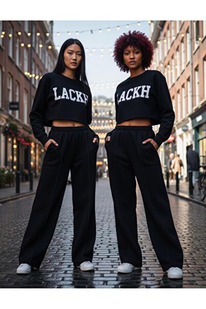 LACKH 2 BUCĂȚI PANTALONI DE SPORT NEGRI ÎMBRĂCĂMINTE ZILNICĂ CONFORTABILĂ, FL...