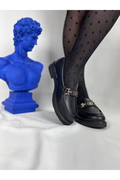 BESKAR Kb 802 Kuback Charcoal Skin Casual Women's Flat Shoes