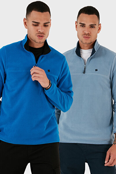 Buratti Slim Fit Anti-Pilling Non-Pilling Bato Collar Raised 2-Pack Fleece Men's Polar 5906