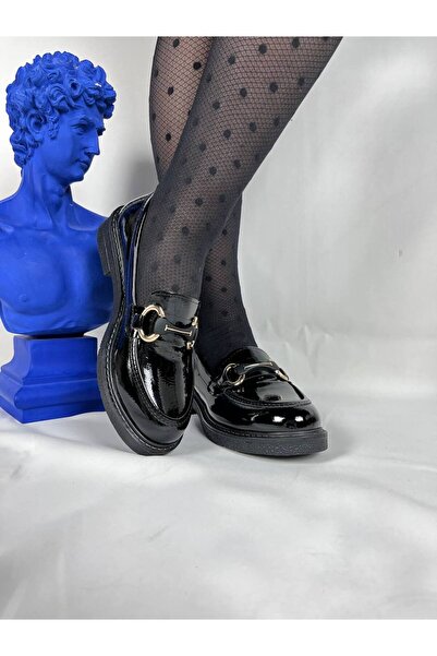 BESKAR Kb 801 Kuback Charcoal Patent Leather Casual Women's Ballerinas