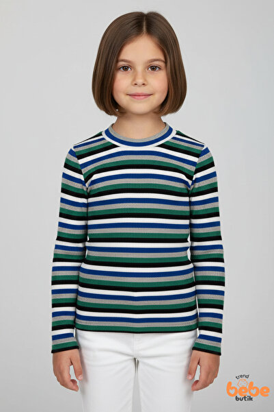 Trend Bebe Butik Цветен боди с дълги ръкави в стил корсет за момичета – еласт...