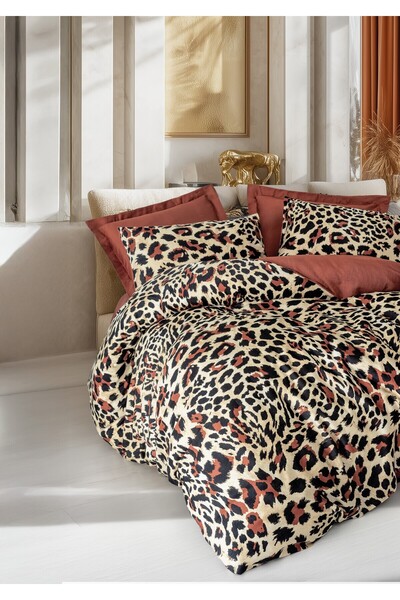 ŞENER HOME Cottonbox Satin Double Duvet Cover Set Leoluxe Tile