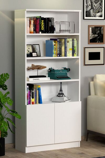 ANALİTİK MOBİLYA 2 Kapaklı Dolaplı 4 Raflı Kitaplık