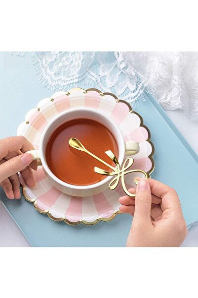 Turkco Gold Bow Tea Sugar Spoon, 6 Pieces