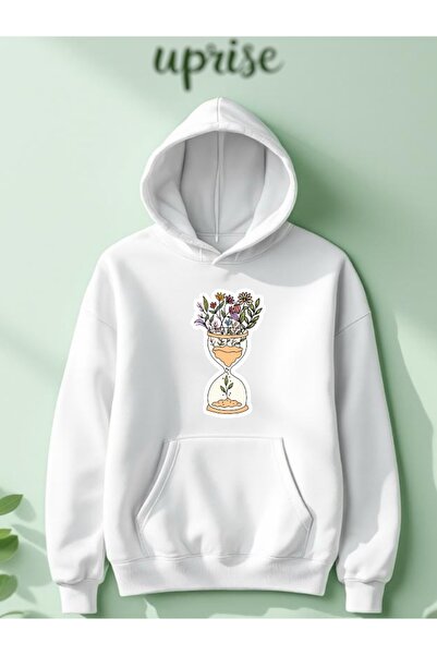 Vordevia Hanorac Kum Saati Flower cu imprimeu Cotton 3 Thread O supradimensionat