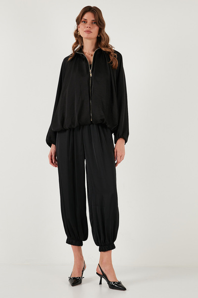 Lela Comfort Fit High Waist Elasticized Leg Satin Pants Pants 68351217