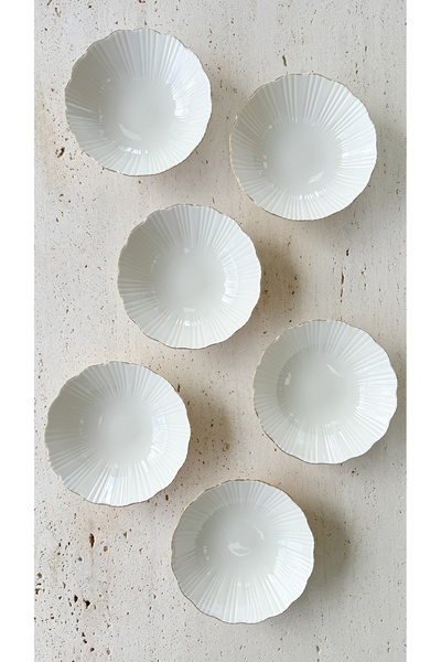 porselenden Aura Gold 6-Person 16 cm Premium Porcelain 6-Piece Soup Bowl Set