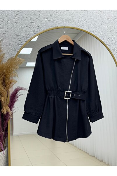 BENAHOLL سترة بيمورا بتفاصيل حزام مطاطي عند الخصر - MA1425 أسود