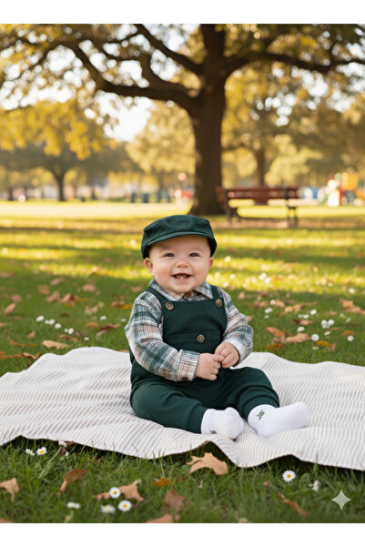 TinyAlp Bayramlık Kışlık Tarz ve Tasarım Desenli Oduncu Erkek Bebek Salopet T...