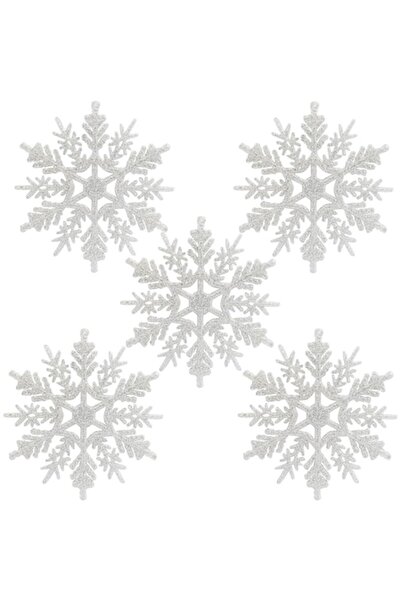 OEM Set 24 snowflakes for Christmas tree, 10 cm, with string, White/Silver