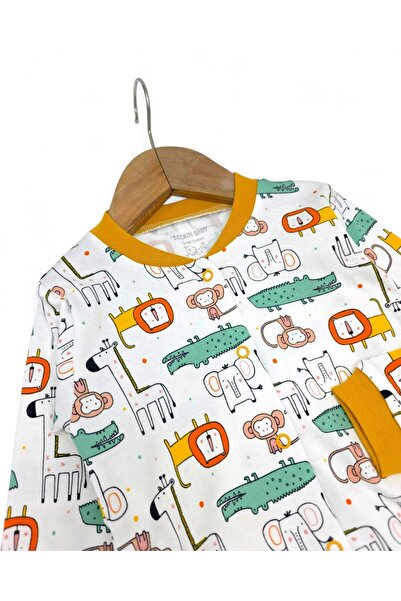 voyyo kids baby Baby Boy Animals Printed Seasonal 100% Cotton Snap-On Nightgown Pajama Set L 6-24 Months
