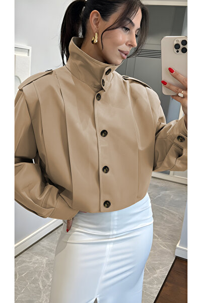 Helen Goods Yeni Sezon Oversize Kısa Pileli Trençkot