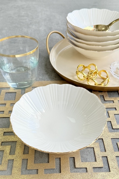 porselenden Aura Gold 6-Person 16 cm Premium Porcelain 6-Piece Soup Bowl Set