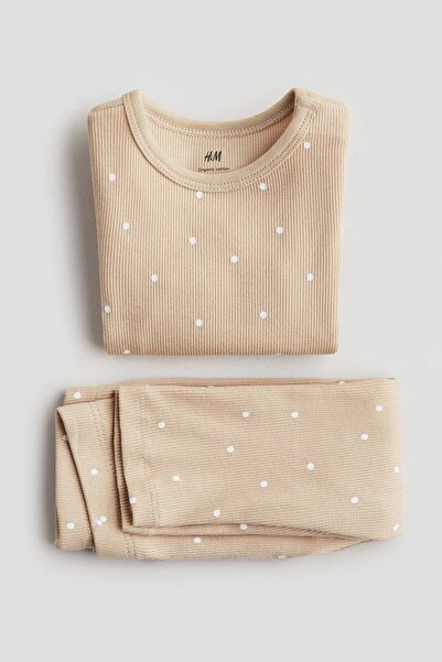 H&M طقم قطني مضلع مكون من قطعتين