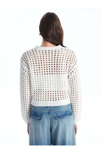 LC Waikiki Crew Neck Openwork Long Sleeve Women's Knitwear Sweater