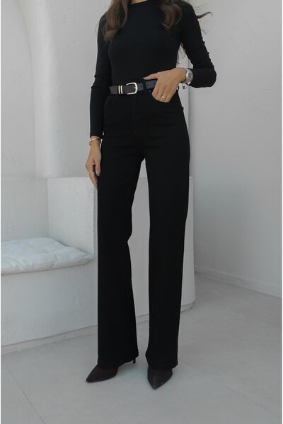 Havoş Black Belted High Waist Jeans