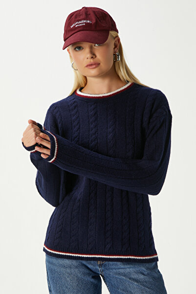 Ritnice College Themed Navy Blue Knit Sweater