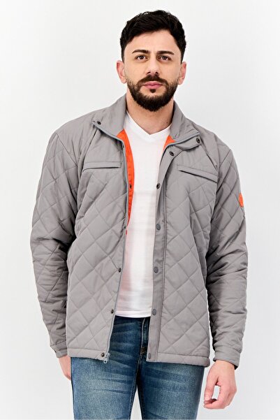 DRT جاكيت رجالي مبطن بأكمام طويلة، رمادي