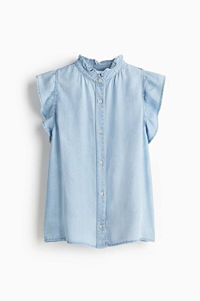 H&M Frill-trimmed denim blouse