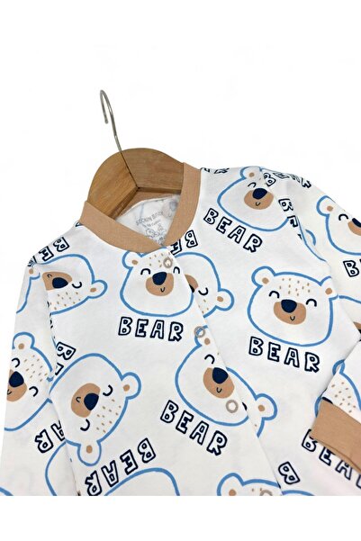 Ege Bebek Baby Boy Teddy Bear Printed Seasonal 100% Cotton Snap-On Nightgown Pajama Set L 6-24 Months