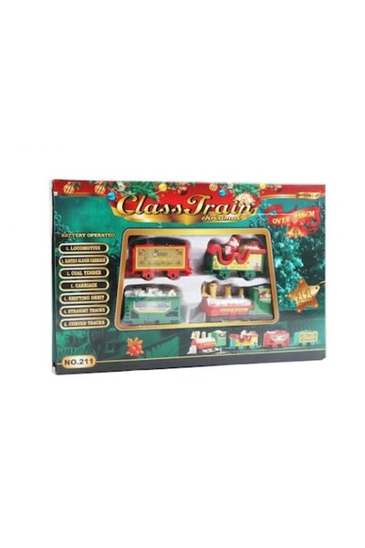 OEM Set trenuleț de Crăciun, 11 piese, cu locomotivă și vagoane, șină, roșu/v...