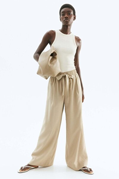 H&M Wide tie-belt trousers