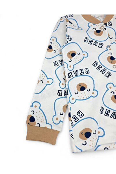 Ege Bebek Baby Boy Teddy Bear Printed Seasonal 100% Cotton Snap-On Nightgown Pajama Set L 6-24 Months