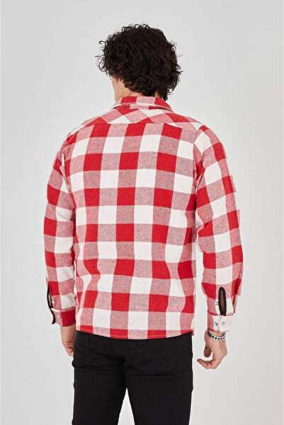 HAZEGO Men's Long Sleeve Lumberjack Shirt - Red