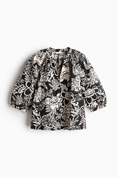 H&M Balloon-sleeved poplin blouse