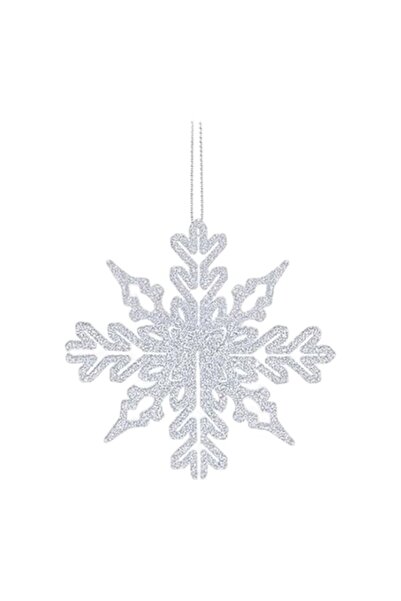 OEM Set de 12 decorațiuni pentru bradul de Crăciun, fulg de zăpadă, 3D, sclipici, argintiu