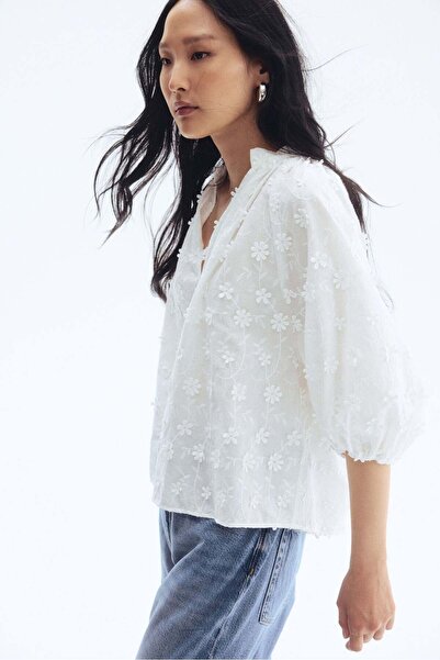 H&M Appliquéd cotton blouse