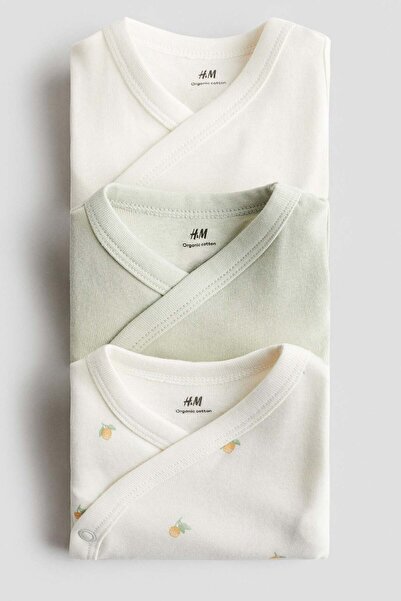 H&M مجموعة من 3 بدلات جسم طويلة الأكمام