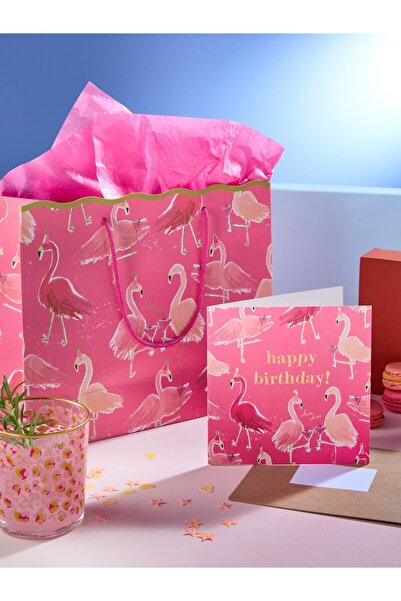 Next Baby Premium Pink Medium Size Flamingo Gift Bag and Card Set
