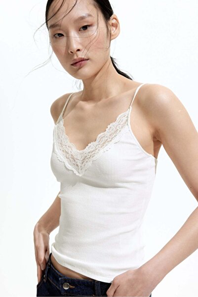 H&M Lace-trimmed strappy top