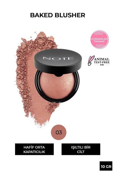 NOTE Baked Blusher Işıltılı Fırınlanmış Toz Allık - 03 Oriental Pink