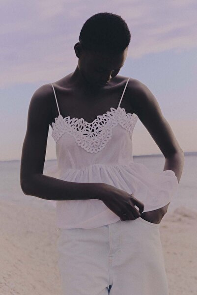 H&M Lace-trimmed strappy top