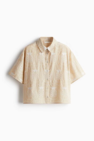 H&M قميص مطرز بالانجليزية