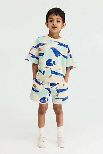 H&M طقم سويت شيرت مطبوع مكون من قطعتين