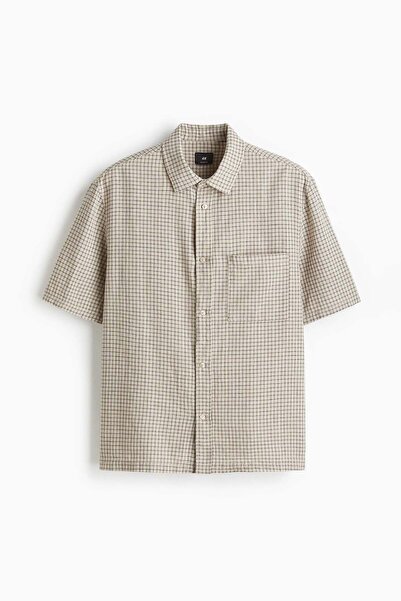 H&M Oversized Fit Short-sleeved linen-blend shirt