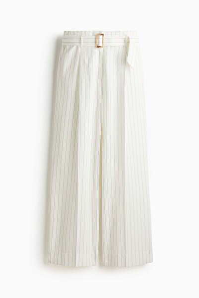 H&M Belted linen-blend trousers