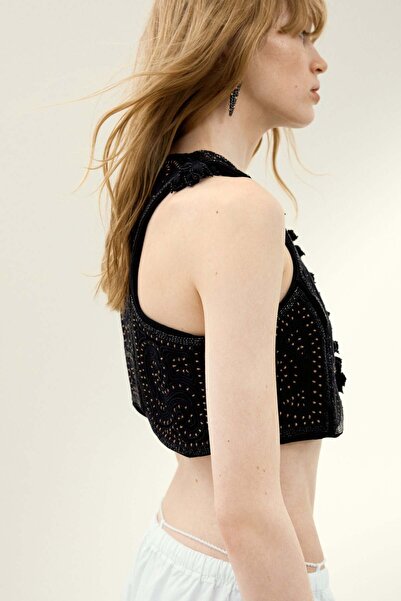 H&M Embroidered canvas waistcoat