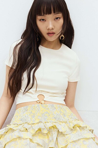 H&M Bead-detail ribbed T-shirt