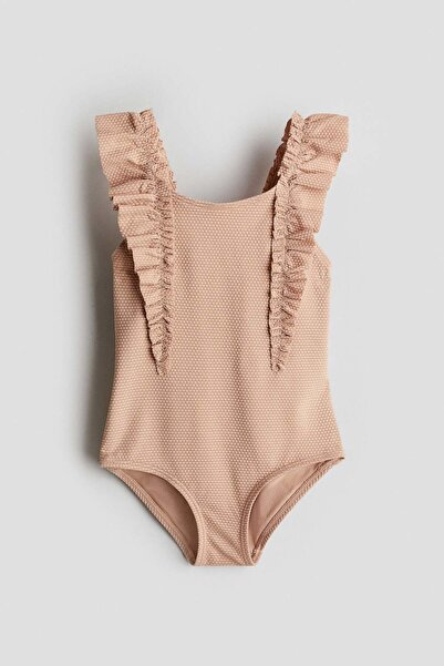 H&M Textured frill-trimmed swimsuit