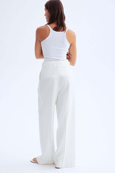 H&M Belted linen-blend trousers