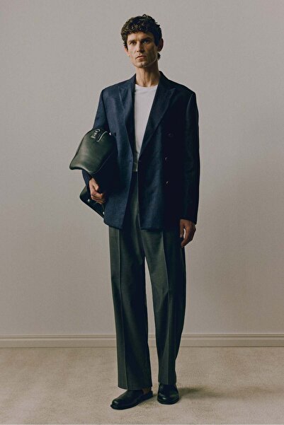 H&M Relaxed Fit Double-breasted linen-blend jacket