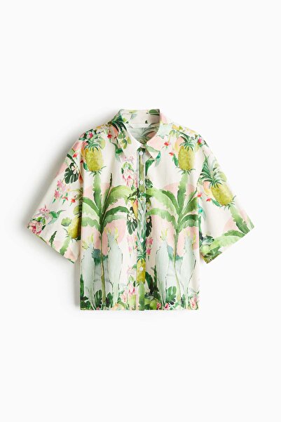 H&M قميص قطني منقوش